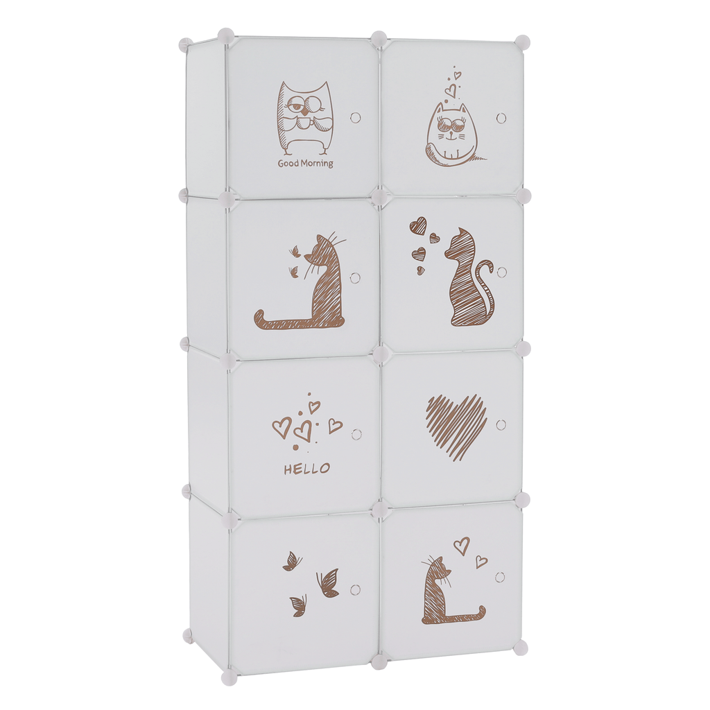 Dulap modular pentru copii KIRBY, model alb/maro