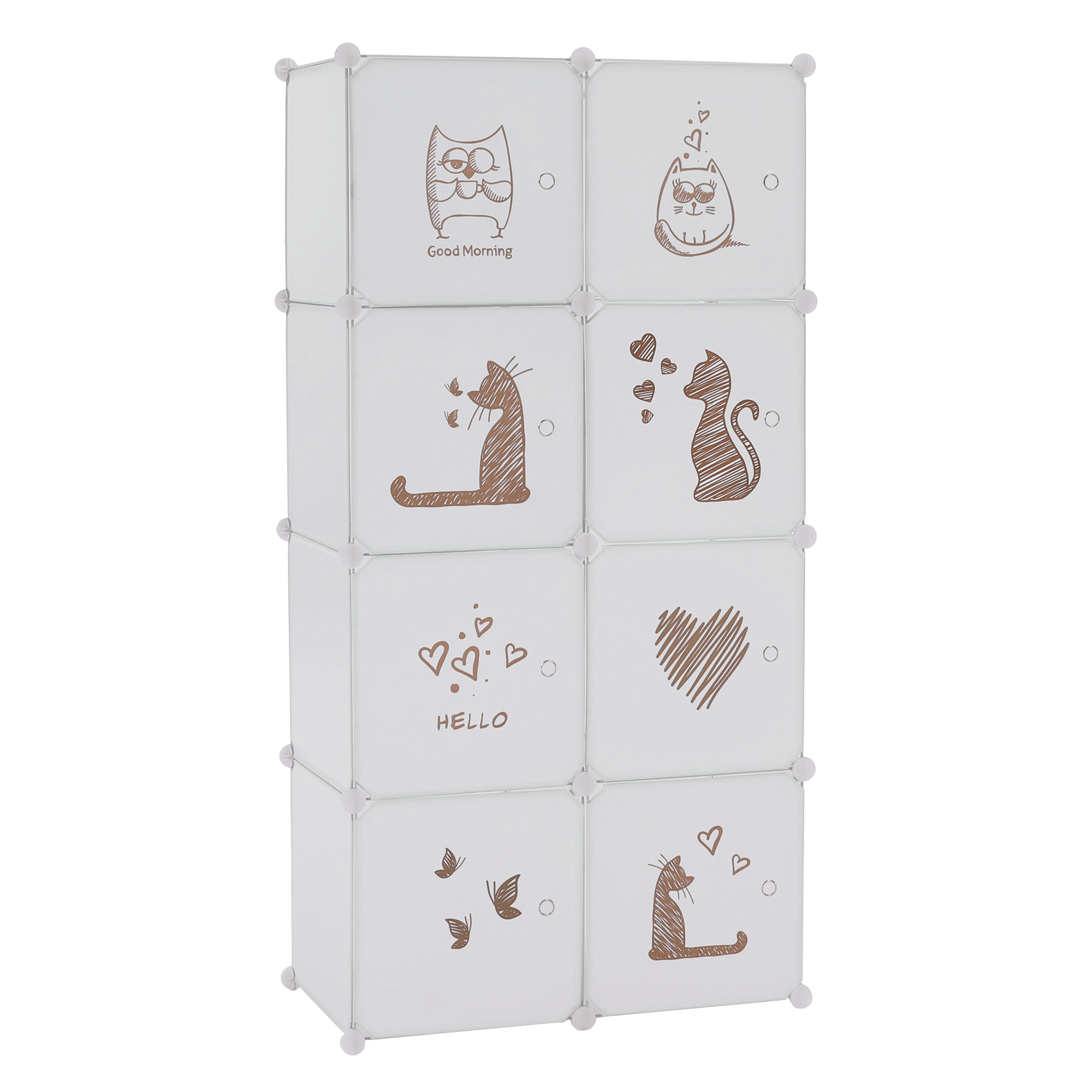 Dulap modular pentru copii KIRBY, model alb/maro