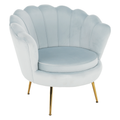 Fotoliu in stil Art-deco NOBLIN, catifea Velvet gri-albastru/crom auriu