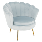 Fotoliu in stil Art-deco NOBLIN, catifea Velvet gri-albastru/crom auriu
