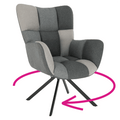 Fotoliu de design rotativ KOMODO, patchwork/negru