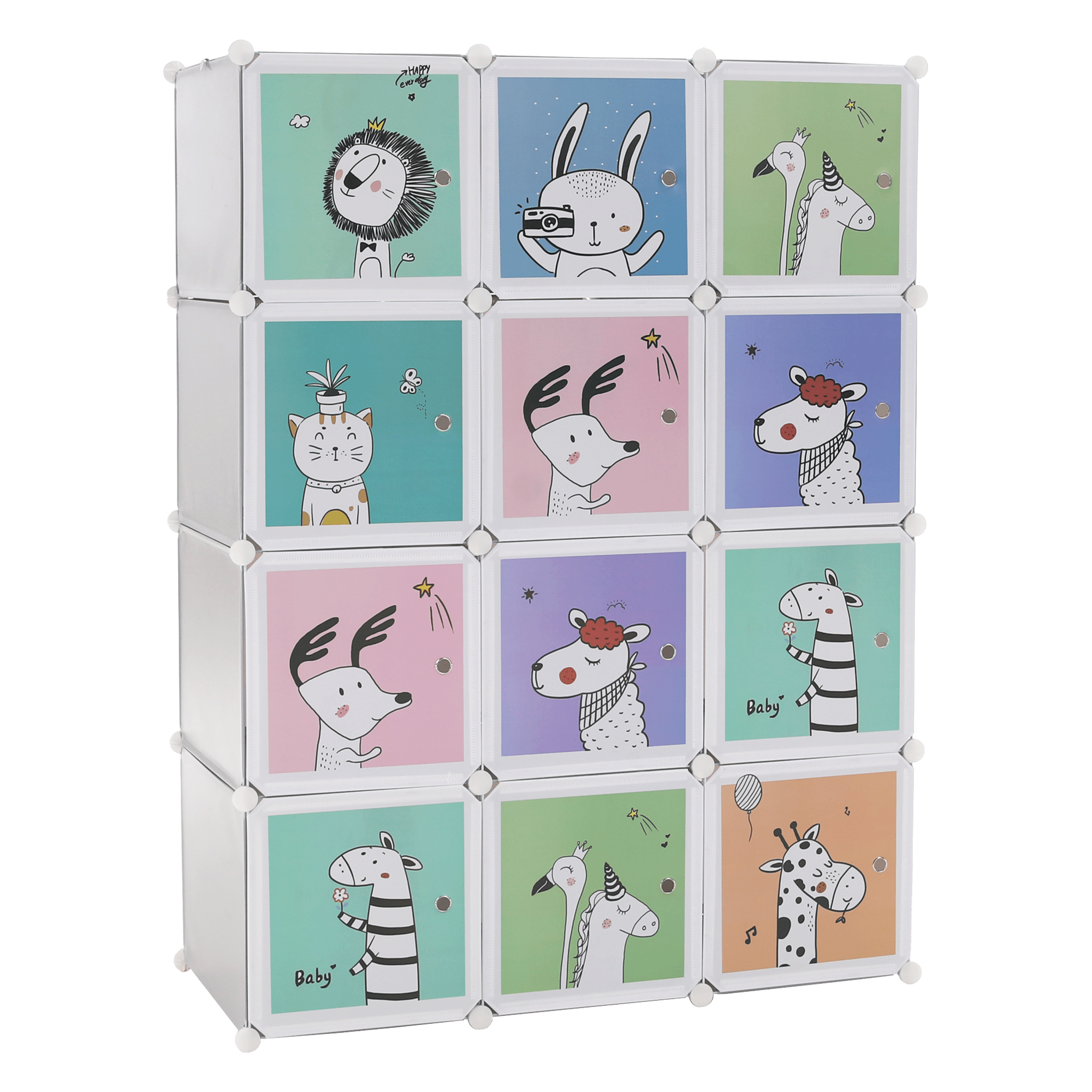 Dulap modular pentru copii HAKON, gri/model pentru copii
