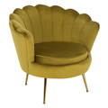 Fotoliu in stil Art-deco NOBLIN, catifea Velvet mustar/crom auriu