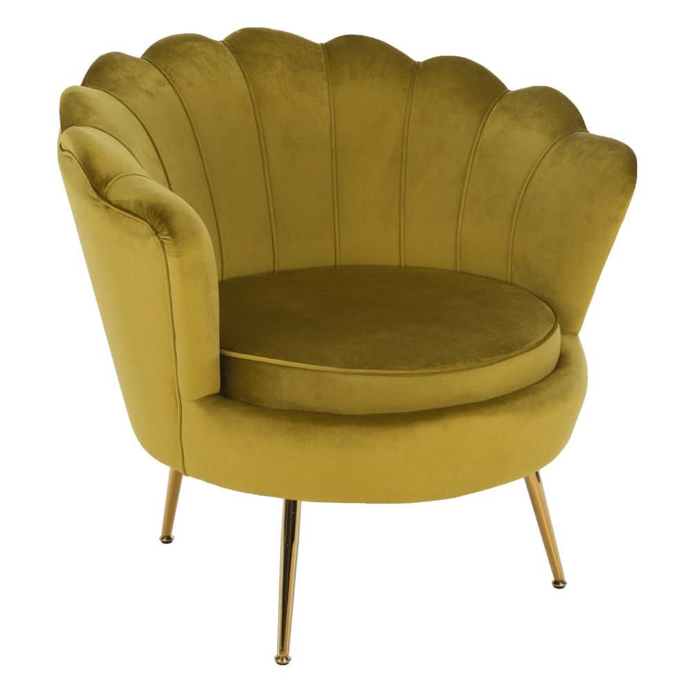 Fotoliu in stil Art-deco NOBLIN, catifea Velvet mustar/crom auriu
