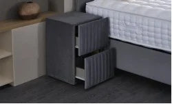 Set pat tapitat cu somiera cu saltea inclusa, gri inchis, 160x200 cm, Bonita