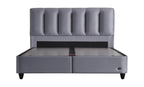Set pat tapitat cu somiera cu saltea inclusa, gri inchis, 160x200 cm, Bonita
