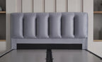 Set pat tapitat cu somiera cu saltea inclusa, gri inchis, 160x200 cm, Bonita