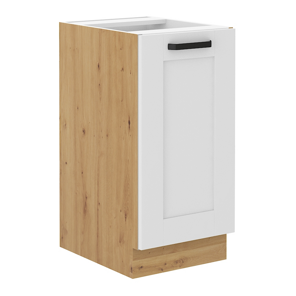 Dulap inferior LULA 40D 1F BB, alb/stejar artizan