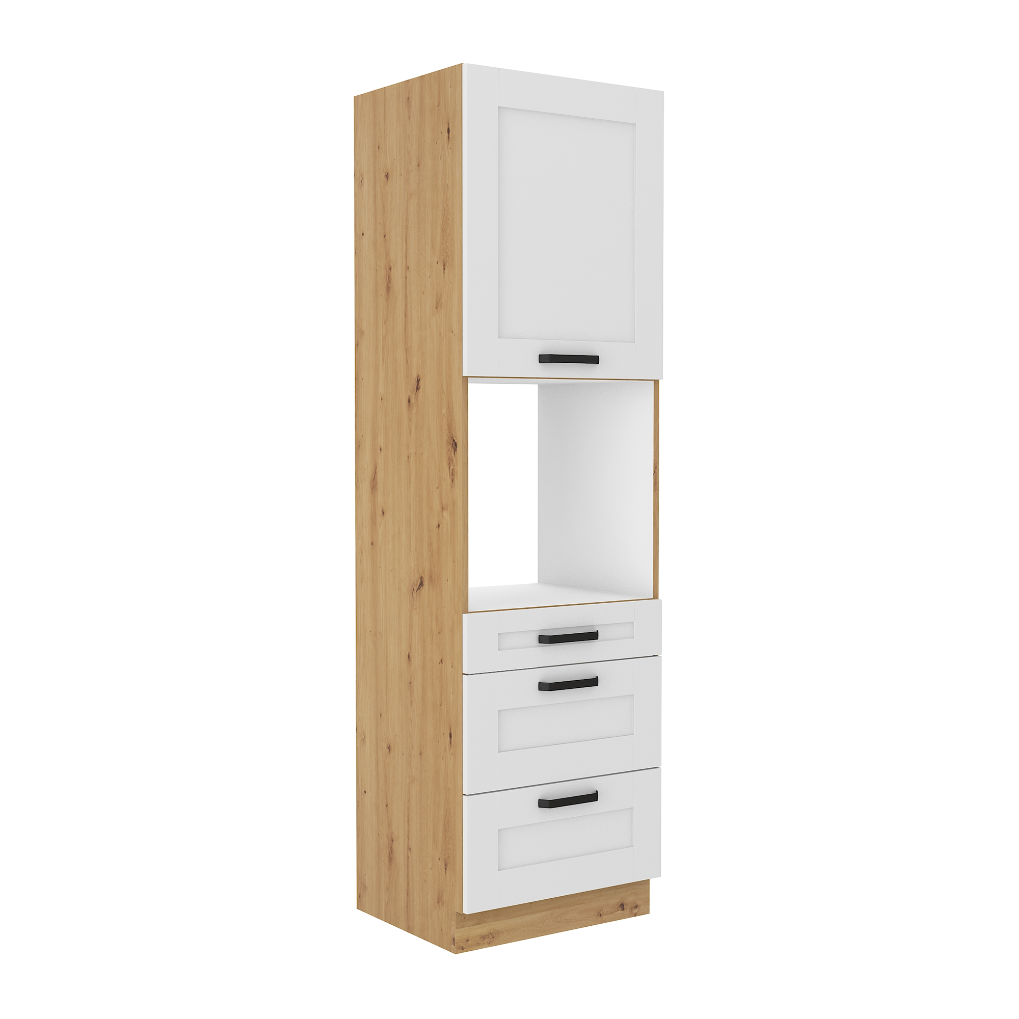 Dulap inalt pentru cuptor incorporabil LULA 60 DPS-210 3S 1F, alb/stejar artizan