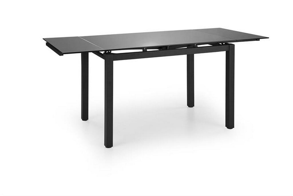 Set masa, extensibila cu 4 scaune JASPER, gri/negru, stofa clasica/sticla/metal