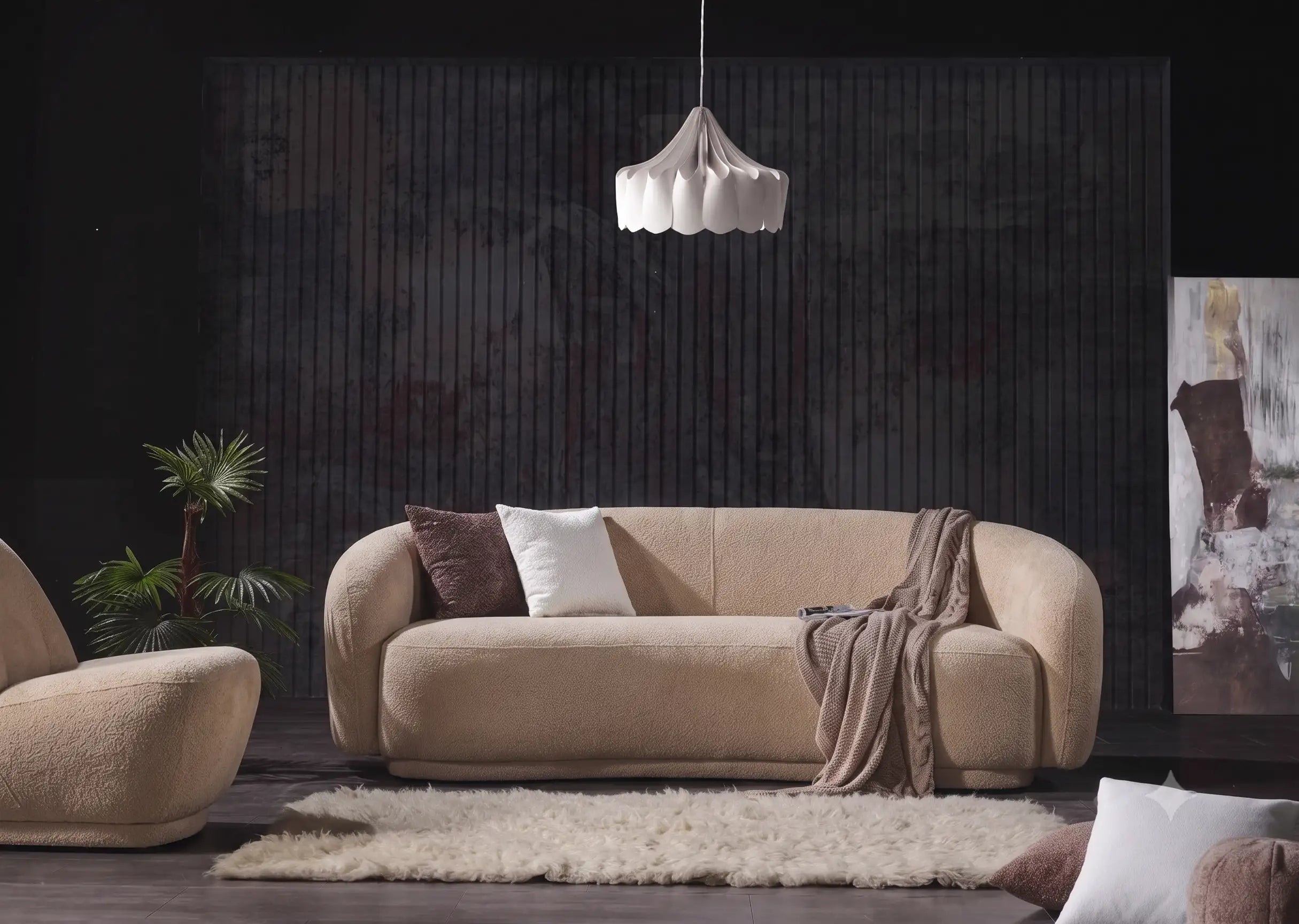 Canapea fixa 3 locuri living moderna Vista,bej – Maxinova (imaginea 2)