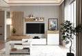 Set living REBECA, stejar artizan / alb