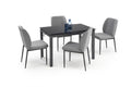 Set masa, extensibila cu 4 scaune JASPER, gri/negru, stofa clasica/sticla/metal