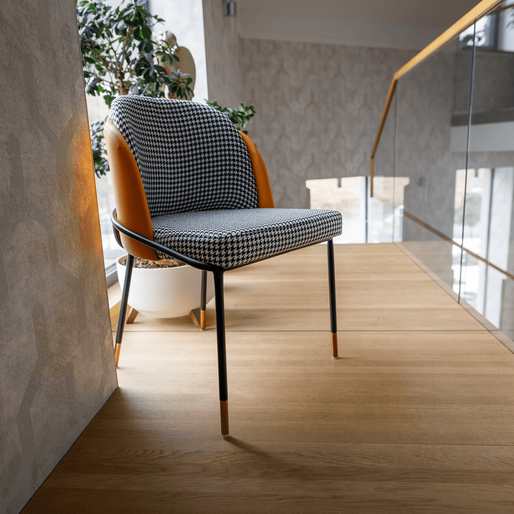Scaun KIRNA, alb negru / camel