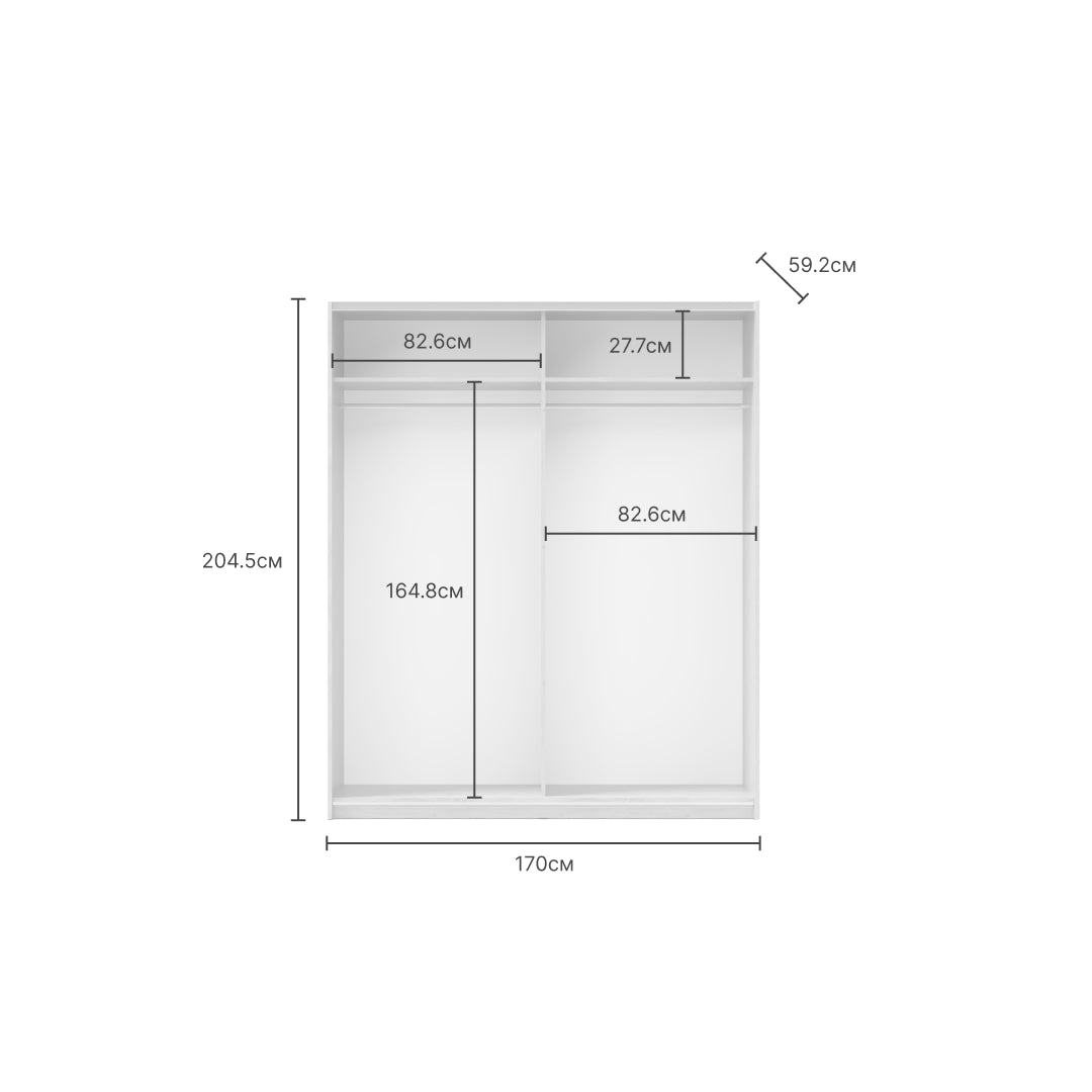 Dulap SMART Zegna ST170 2D (ALB/PLATINUM), vedere 6