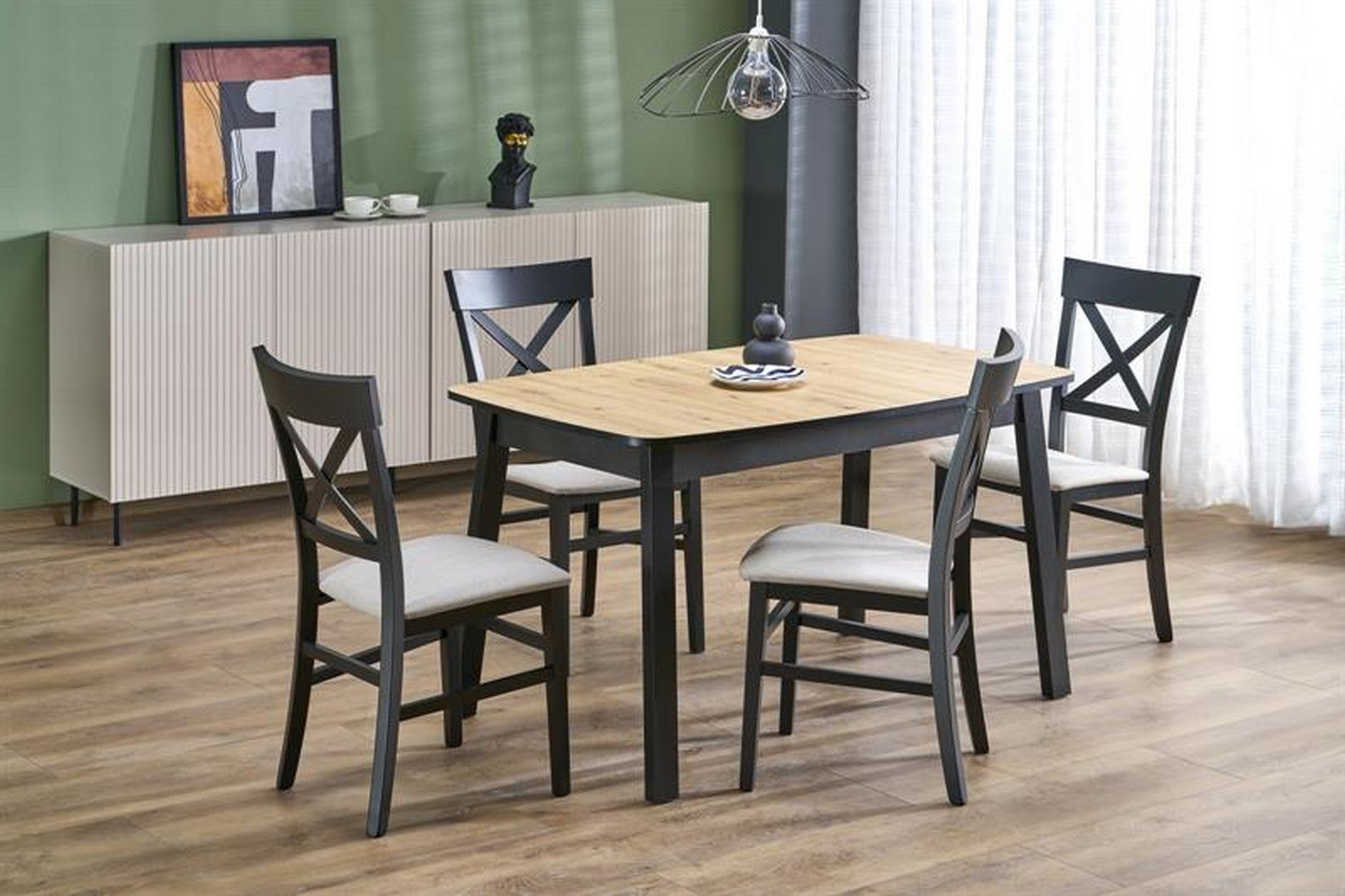 Masa extensibila BARRIL, stejar artisan/negru