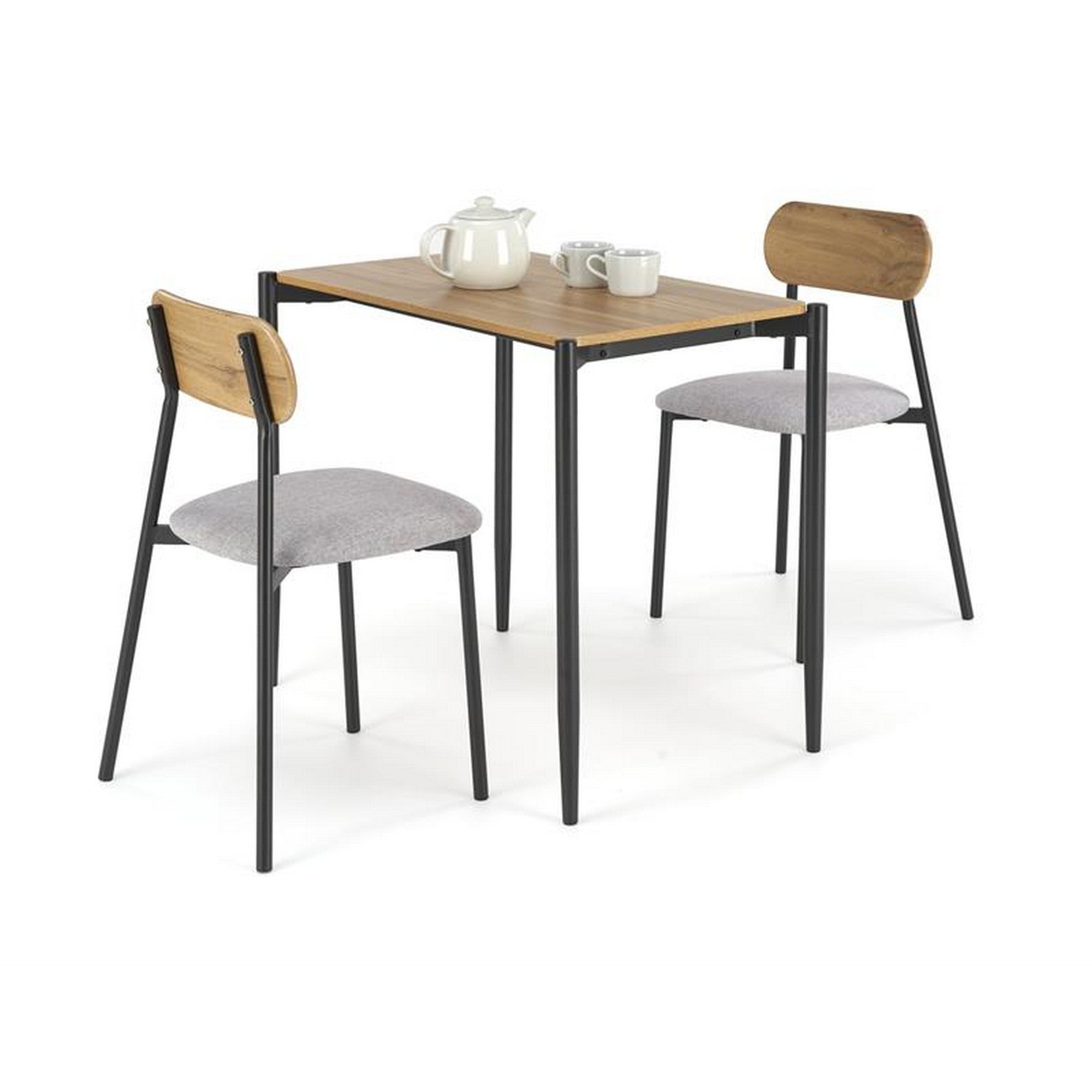 Set masa si scaune NANDO, stejar / negru / gri