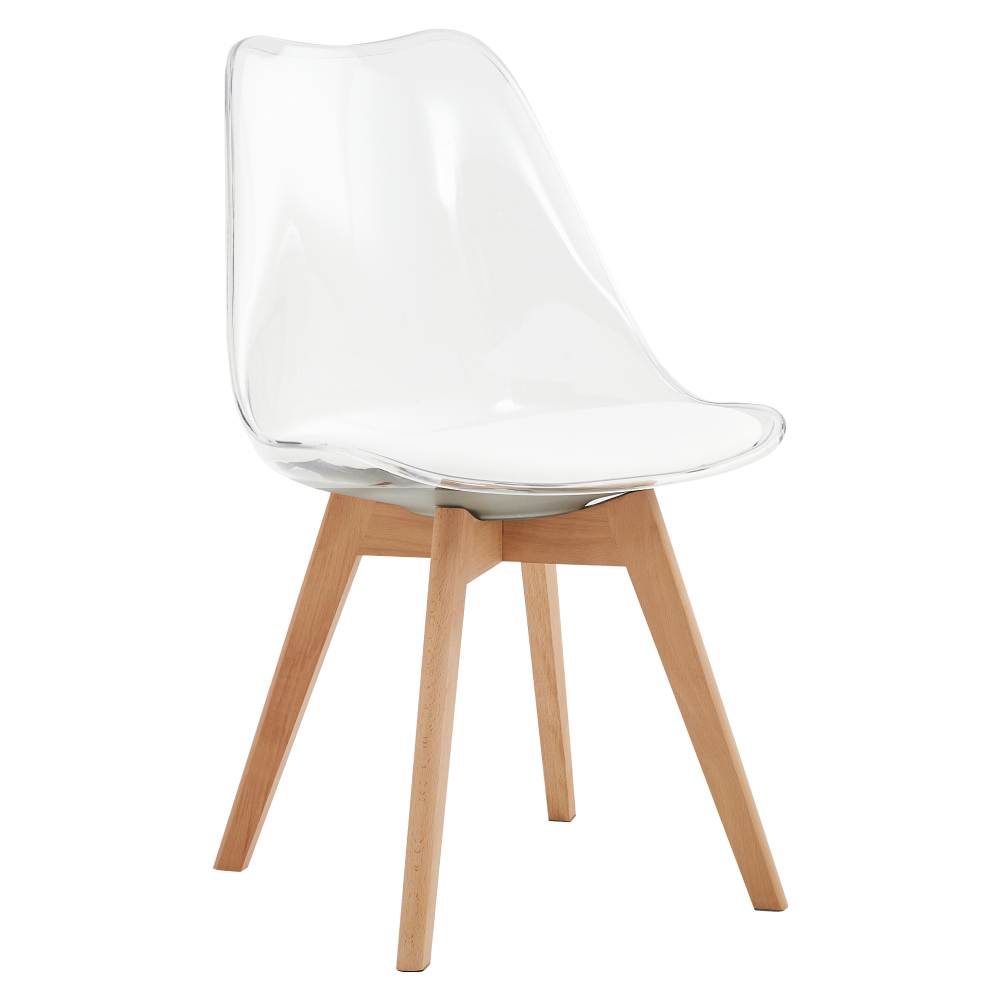 Scaun BALI 2 NEW, transparent, acrilat/piele ecologica/fag