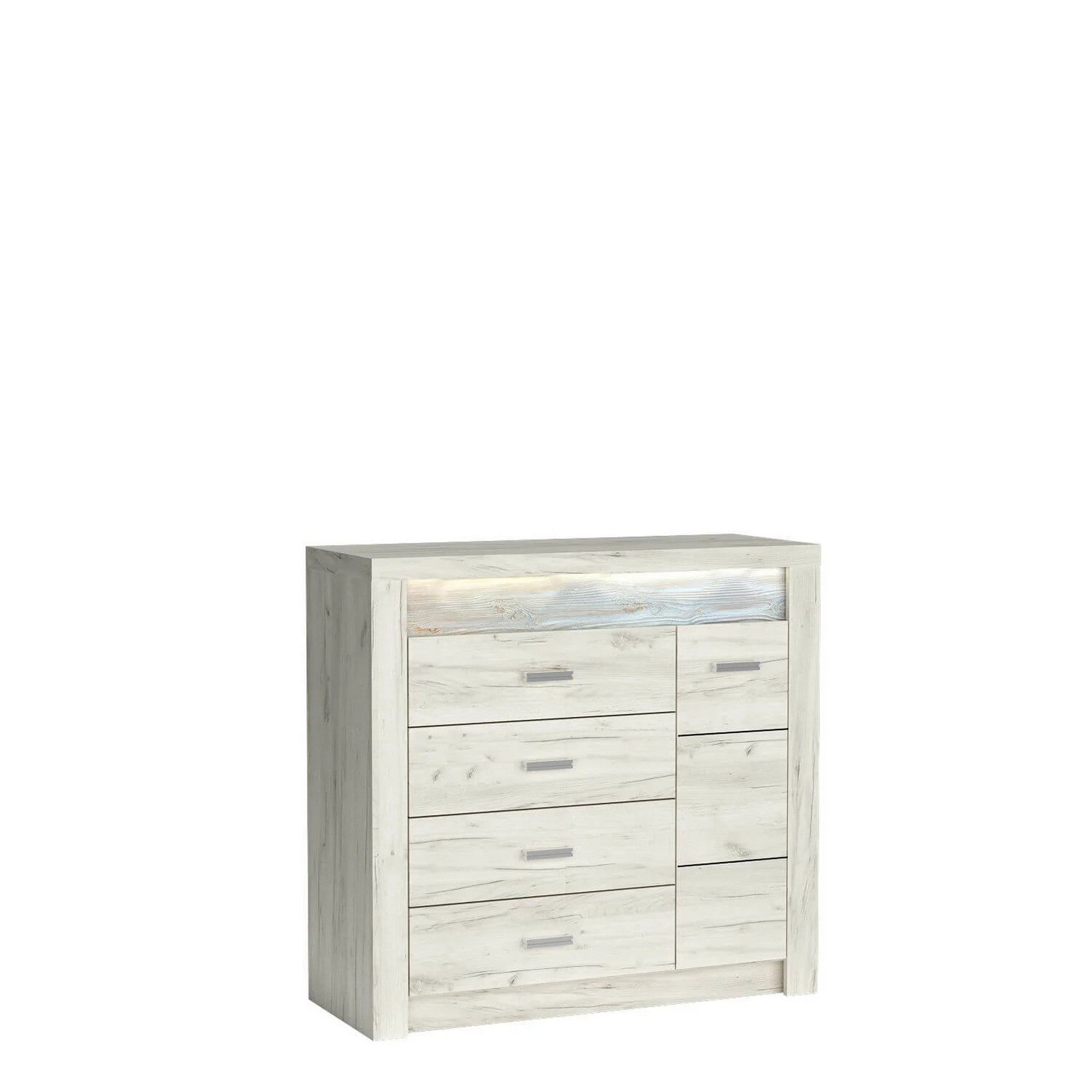 Comoda INDIANAPOLIS, stejar craft alb