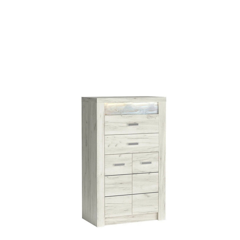 Comoda INDIANAPOLIS, stejar craft alb