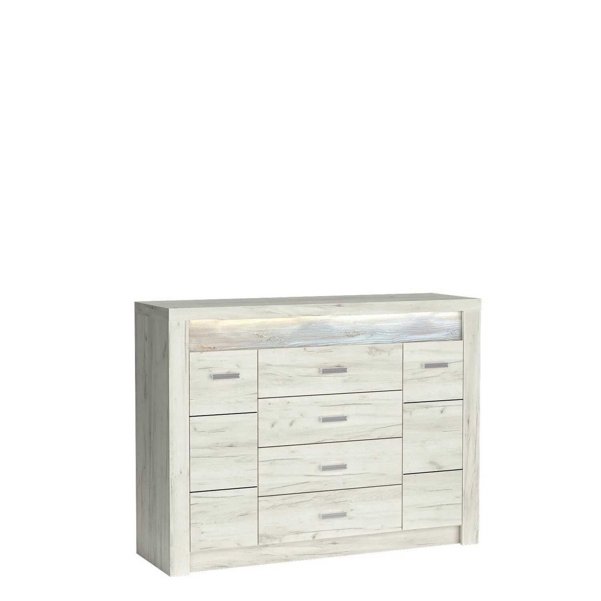 Comoda INDIANAPOLIS, stejar craft alb