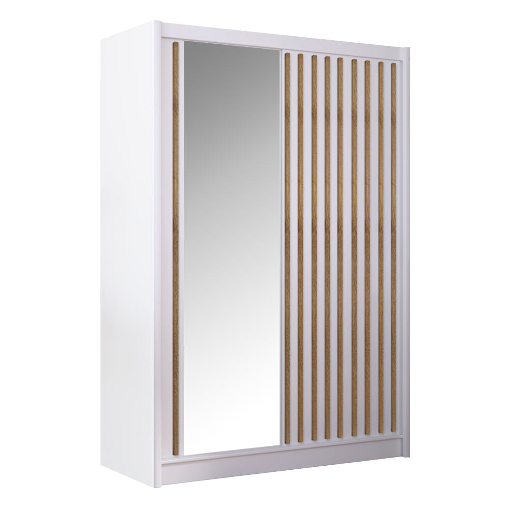 Dulap cu usi glisante LADDER, alb/stejar craft