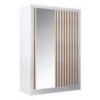 Dulap cu usi glisante LADDER, alb/stejar craft