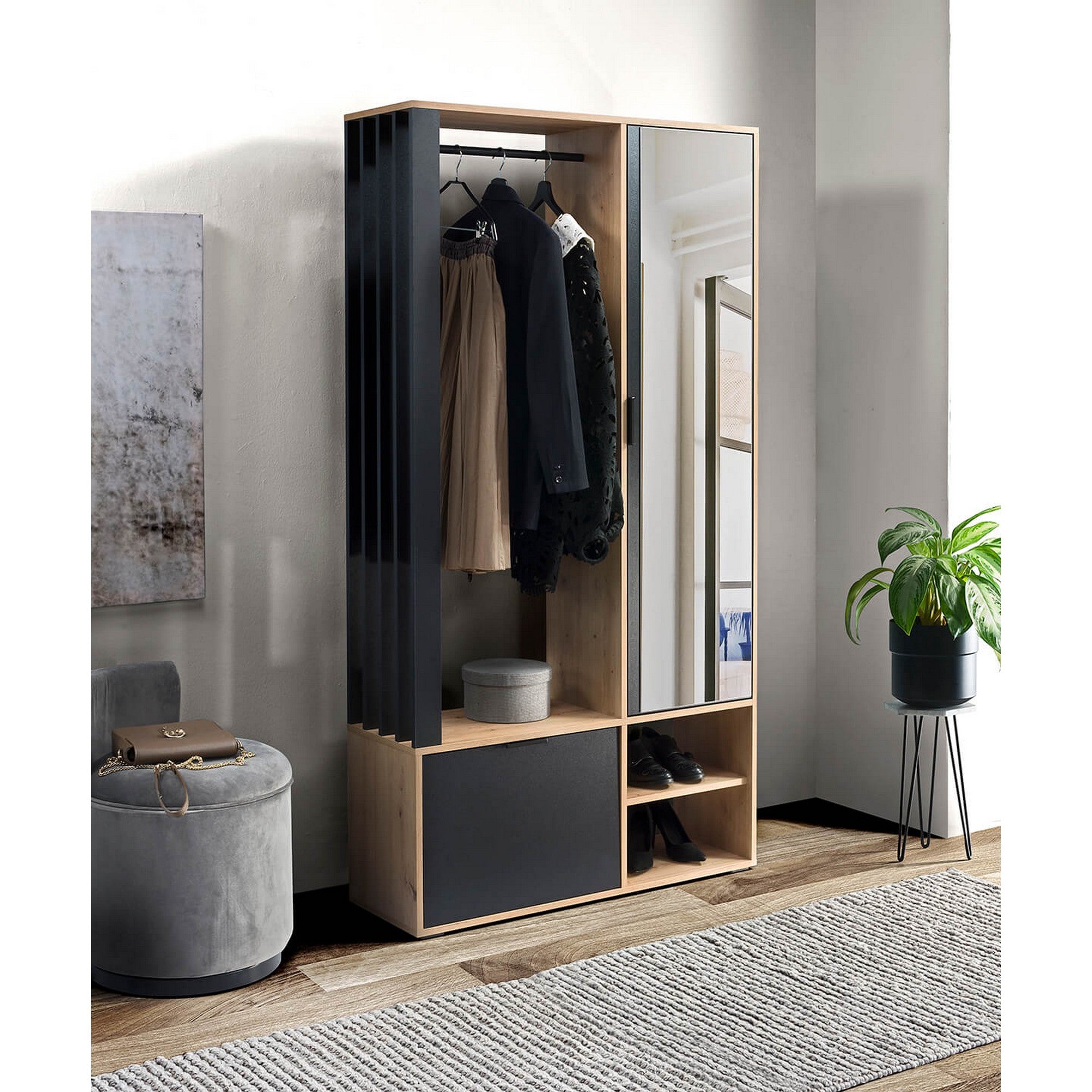 Set hol MILO, stejar atisan / negru
