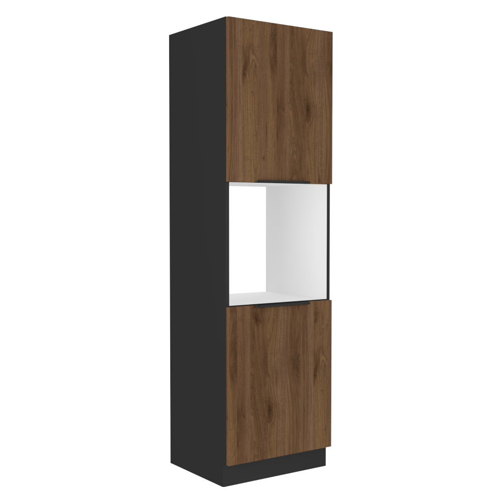 Dulap inalt pentru cuptor incorporabil MENZO 60 DP-210 2F, negru/nuc okapi