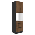 Dulap inalt pentru cuptor incorporabil MENZO 60 DPS-210 3S1F, nuc okapi/negru