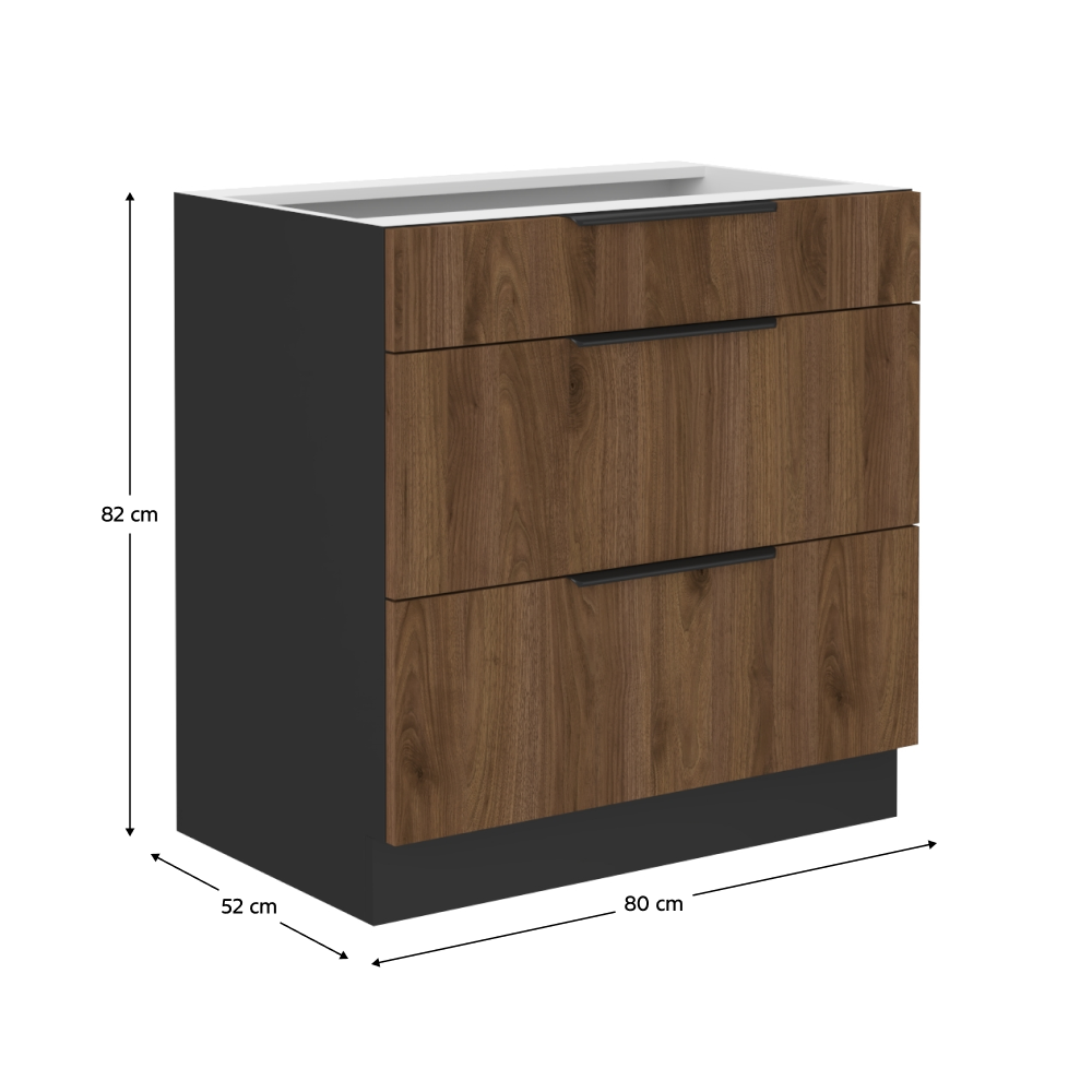 Dulap bucatarie modular MENZO 80 D 3S BB, vedere 3