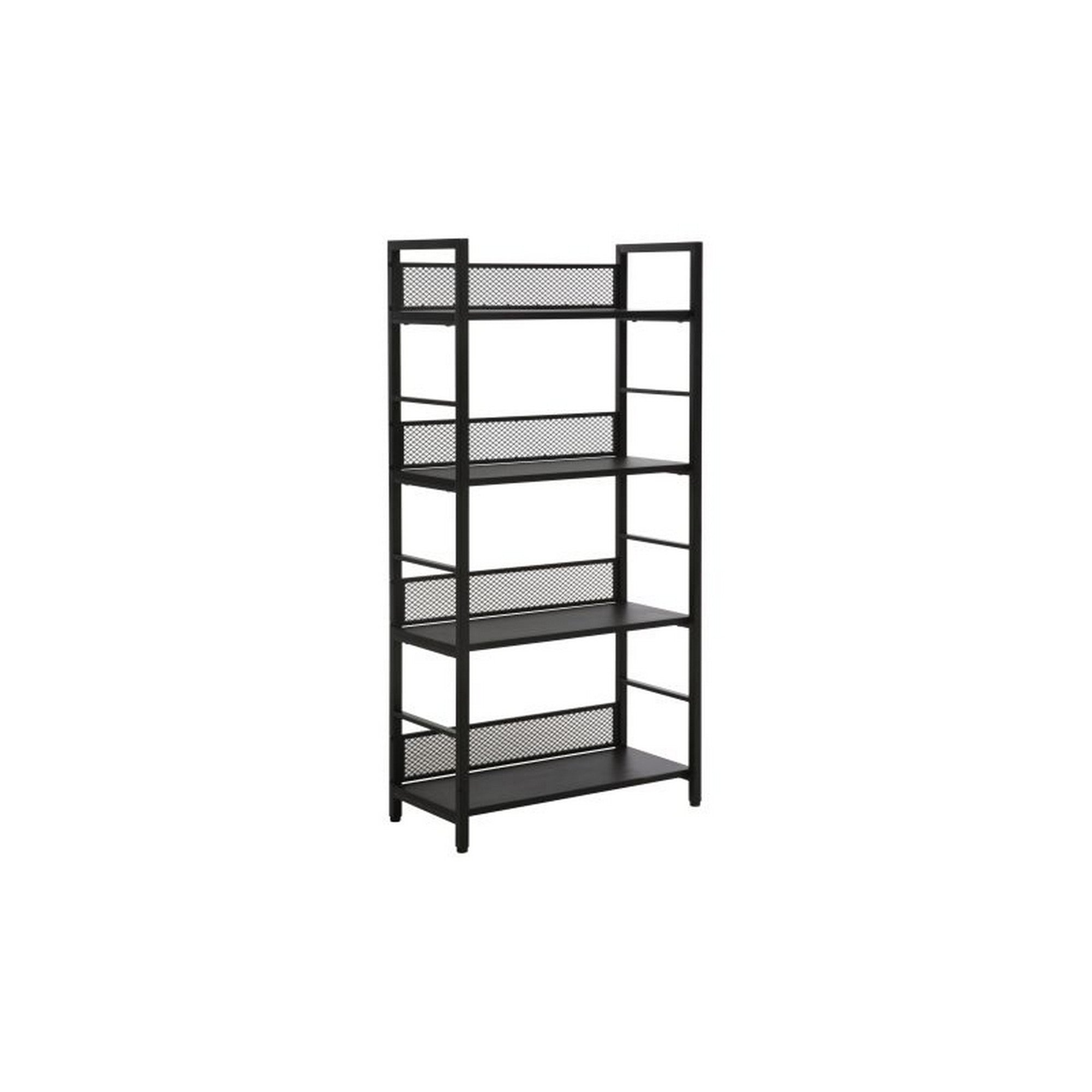 Etajera RAW R4, negru, PAL laminat/metal, 60x28x121 cm