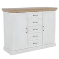 Comoda ROYAL K2D, 2 usi cu 5 sertare, pin nordic/stejar salbatic