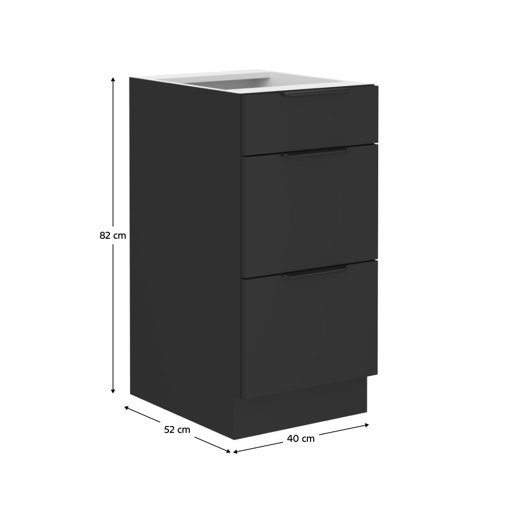 Dulap bucatarie modular SIBER 40 D 3S BB, vedere 3