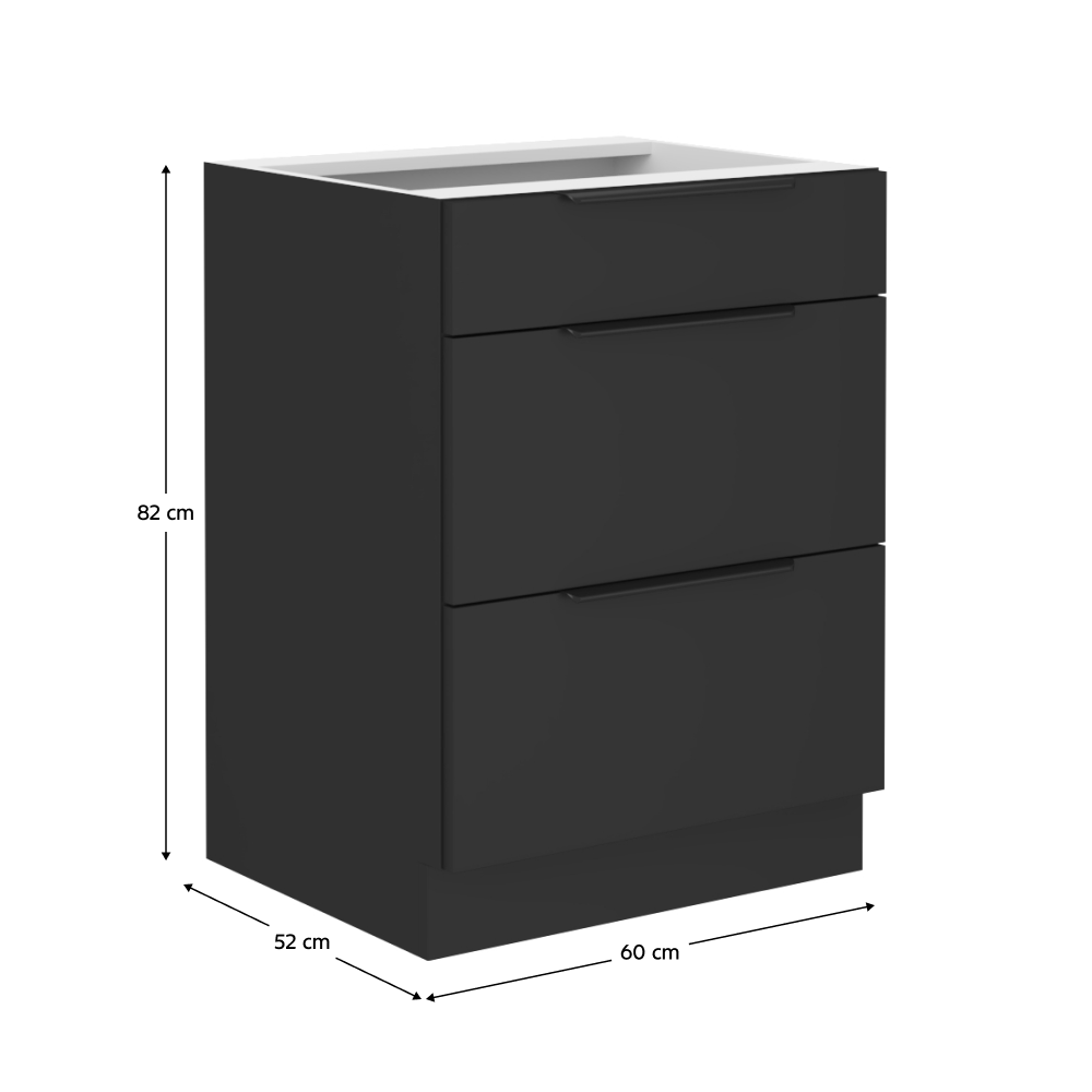 Dulap bucatarie modular SIBER 60 D 3S BB, vedere 3