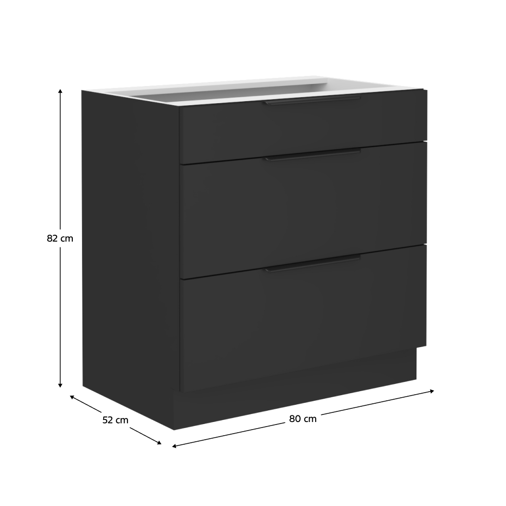 Dulap bucatarie modular SIBER 80 D 3S BB, vedere 3
