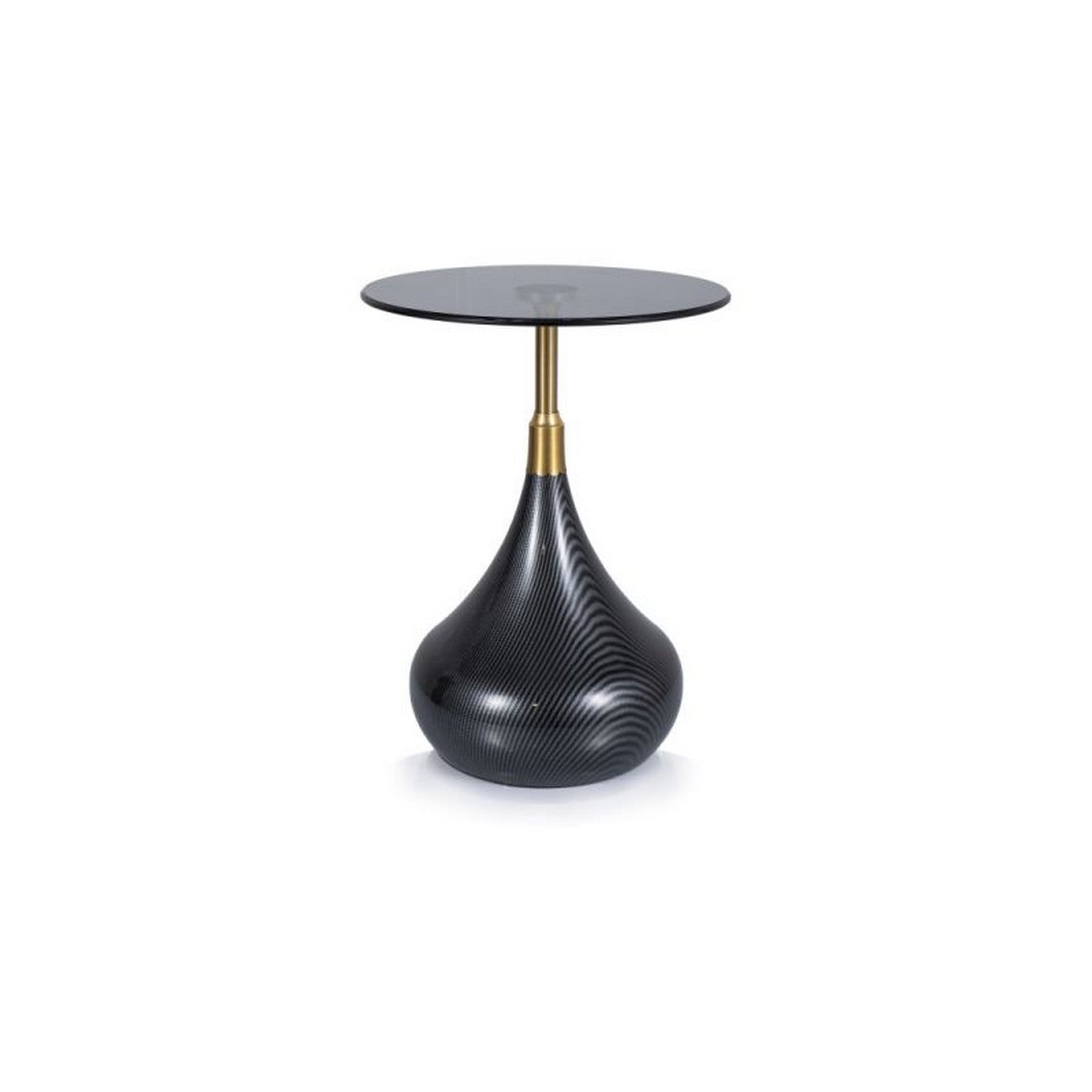 Masuta TAURUS, negru/auriu, sticla/metal, 40x40x54 cm