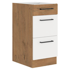 Cabinet inferior VEGA D40 3S BB, alb extra lucios HG/stejar Lancelot