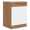 Cabinet inferior VEGA D60 1F BB, alb extra lucios HG/stejar Lancelot