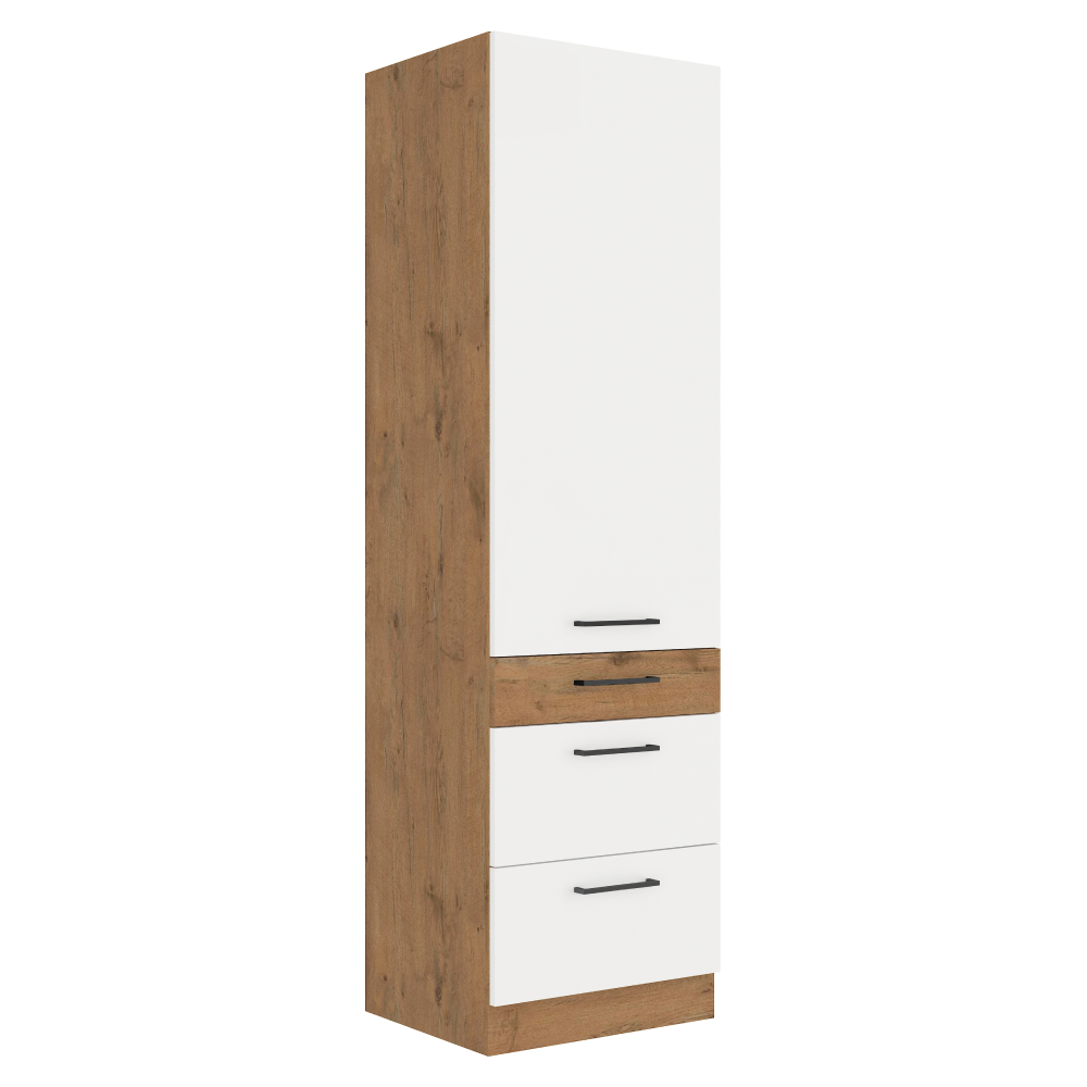 Dulap inalt VEGA 60 Dbuc-210 3S 1F, stejar Lancelot/alb extra lucios HG