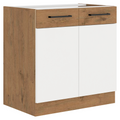 Cabinet inferior VEGA 80 D 2F BB, alb extra lucios HG/stejar Lancelot