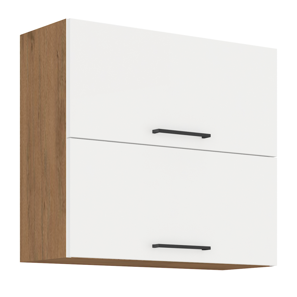 Cabinet superior VEGA 80 GU-72 2F, stejar Lancelot/alb extra lucios HG