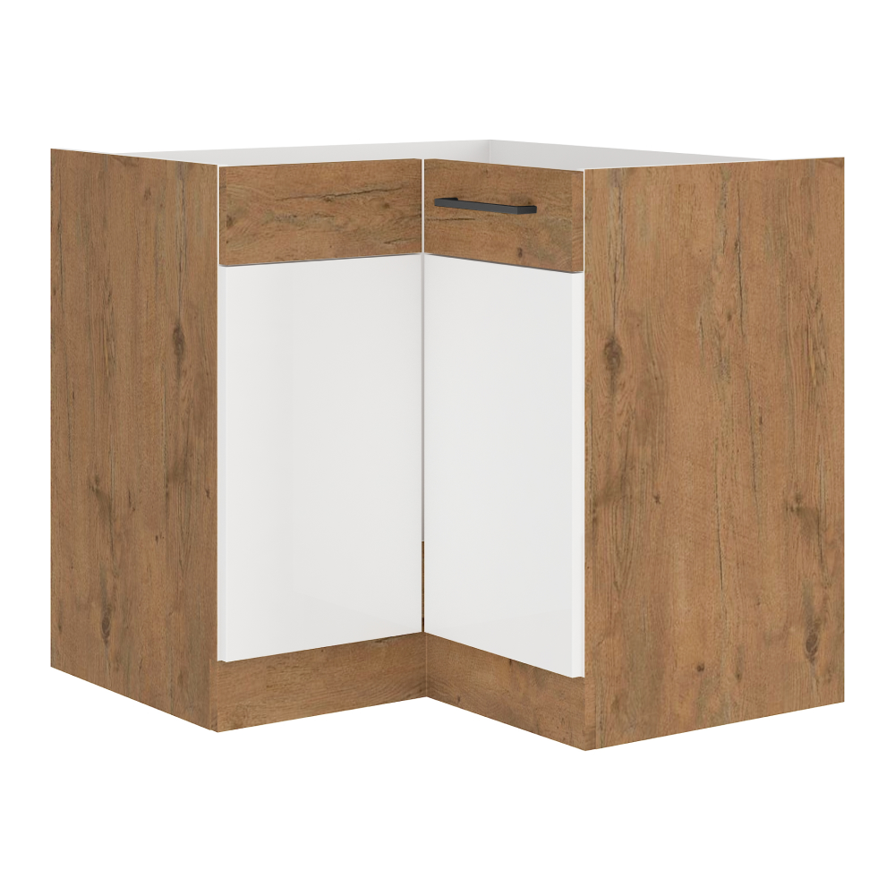 Cabinet inferior VEGA DN 1F BB, alb extra lucios HG/stejar Lancelot