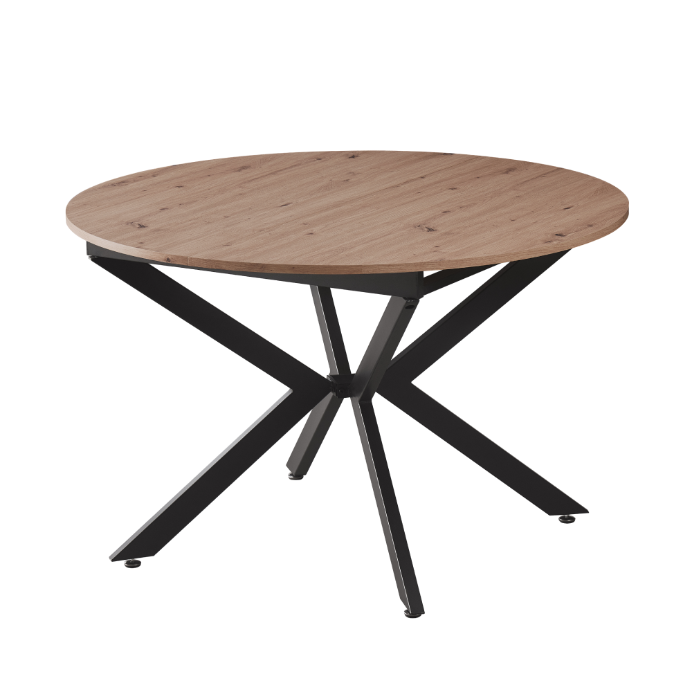 Masa extensibila de dining ABERO TIP 1, stejar artisan/neagra