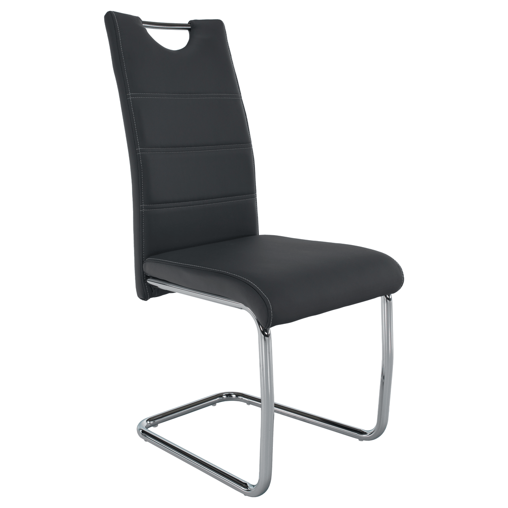 Scaun dining ABIRA NEW, gri inchis/cusatura deschisa