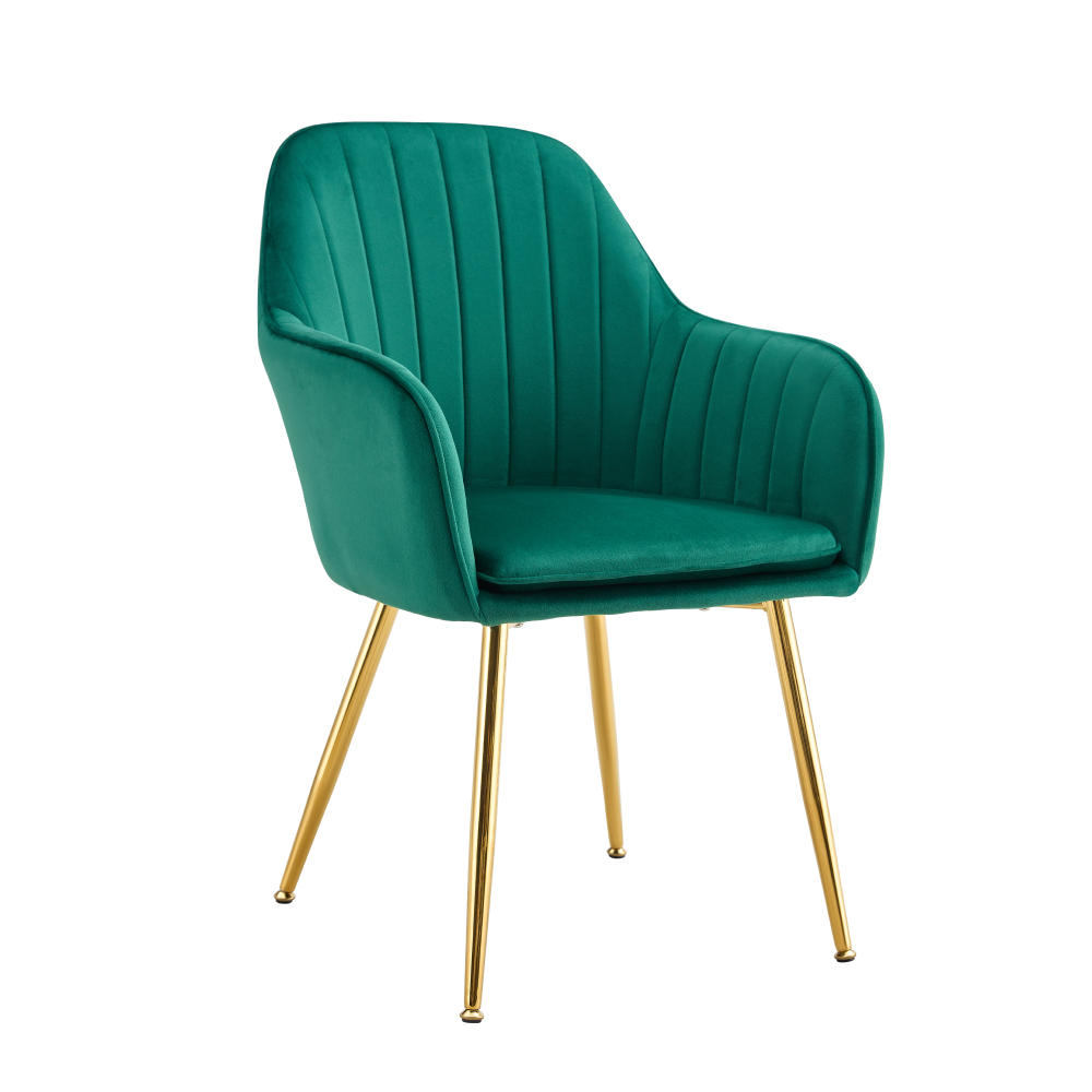 Fotoliu design ADLAM NEW, tesatura de catifea smarald/crom-auriu