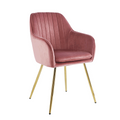 Fotoliu design ADLAM NEW, tesatura de catifea roz/crom-auriu