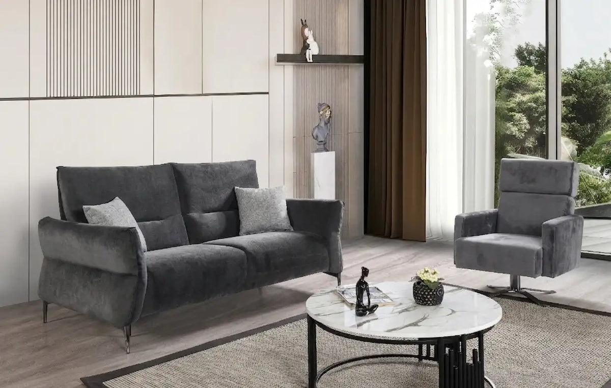 Canapea 3 locuri, cu recliner electric si 1 fotoliu rotativ ,Alex – Maxinova (imaginea 1)