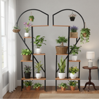 Stand ghiveci AMADIS, negru / stejar
