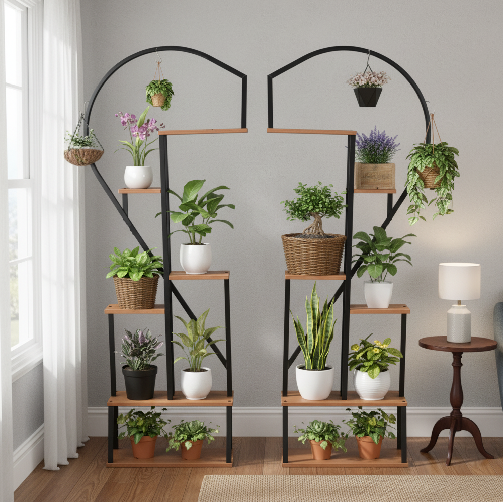Stand ghiveci AMADIS, negru / stejar